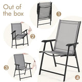 Yaheetech Patio Dining Chairs Set of 4 with Armrests, Outdoor Folding Chairs with Metal Frame and Backrest for Lawn, Garden, Yard and Poolside, Black