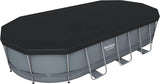 Bestway 56655E Power Steel 16ft x 10ft x 42in Outdoor Oval Frame Above Ground Swimming Pool Set with 1000 GPH Cartridge Filter Pump, Ladder, and Cover
